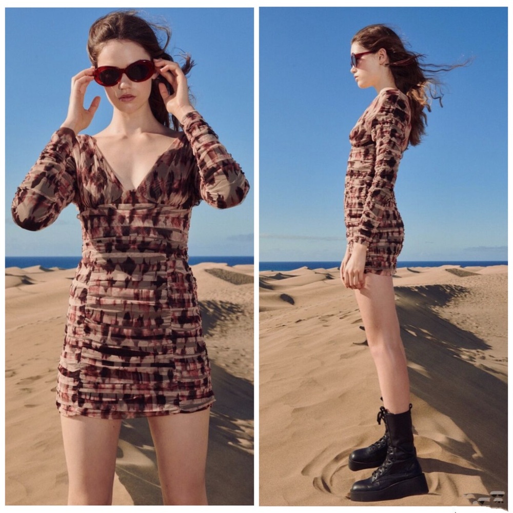Zara Multicolor Patterned Mini Dress - Picture 11 of 11
